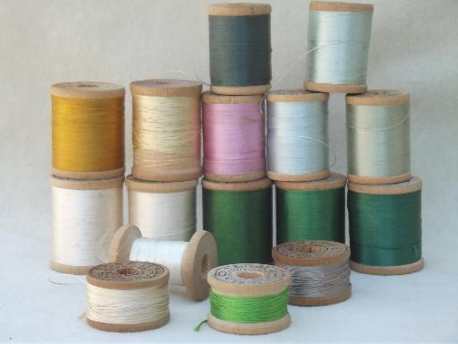 lot antique & vintage fine pure silk embroidery sewing thread, jewel colors