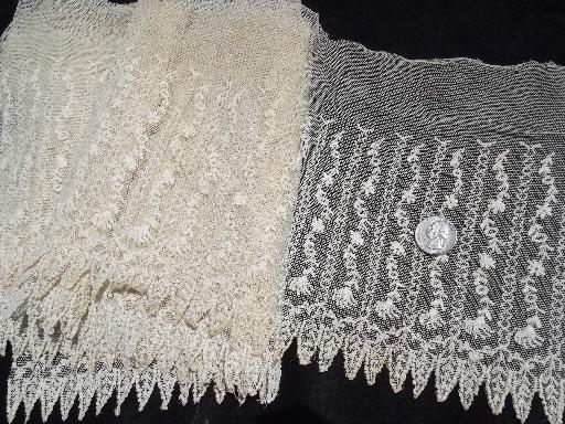 lot antique and victorian vintage lace fabric and wide flounce edgings