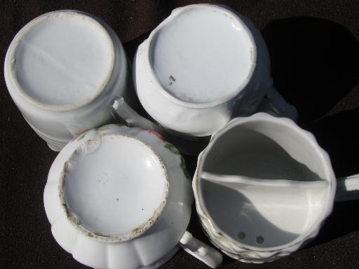 lot antique china shaving mugs, occupational, Germany, unmarked Prussia