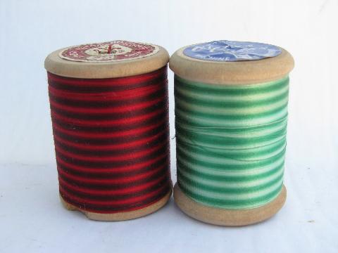 lot antique french cotton sewing / embroidery thread, vintage wood spools
