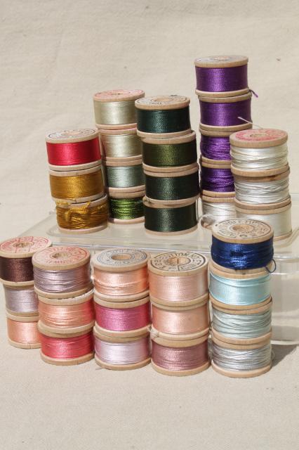 lot antique vintage pure silk buttonhole twist embroidery sewing thread