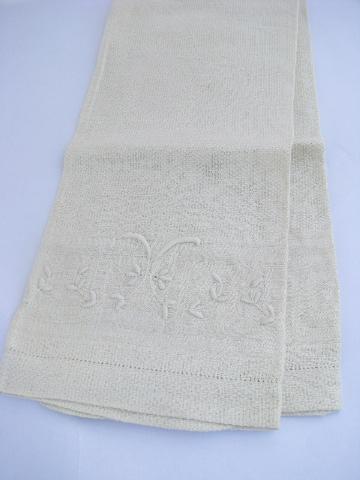 lot antique whitework linen damask & cotton towels, crochet & tatting lace
