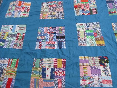 lot bright colors patchwork quilt tops, vintage 1950s-60s cotton prints