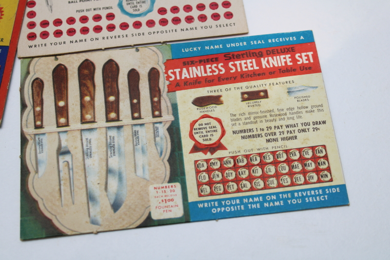 lot collectible vintage promotional advertising punch cards, prize winning game
