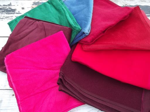 lot cotton corduroy fabric, jewel colors for quilting, sewing, crafts