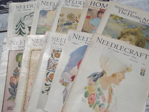 lot early 1900s vintage Needlecraft Home Arts magazines, antique patterns
