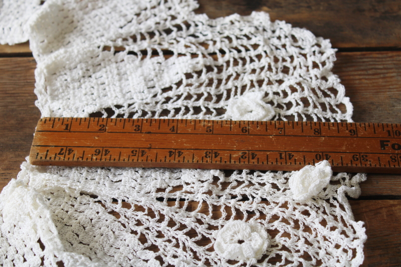 lot handmade crochet lace collars, cottagecore style for vintage dresses, 80s retro girly jumpsuits
