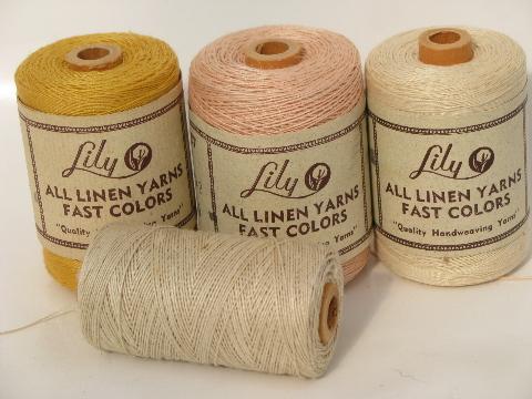 lot heavy pure linen thread, vintage Lily sewing / needlework / weaving