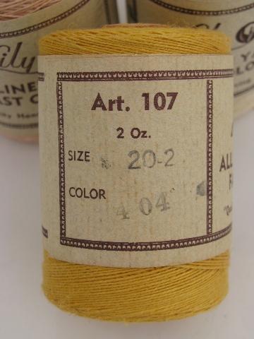 lot heavy pure linen thread, vintage Lily sewing / needlework / weaving