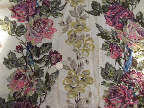 lot of 1950s vintage rayon drapery material, retro fabric lot