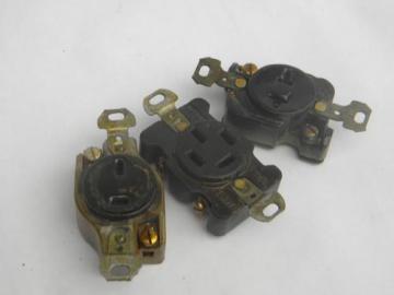 lot of 3 old industrial vintage unusual Hubbell electrical sockets
