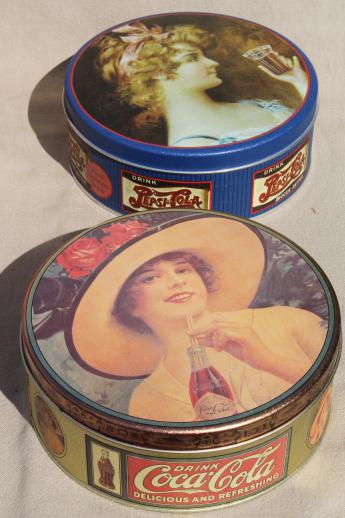 lot of collectible tins w/ old advertising graphics, huge collection of 80s 90s vintage tin