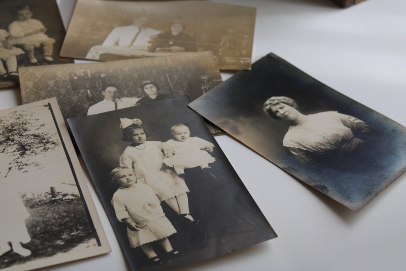 lot of early 1900s vintage real photo postcards all people, old antique portrait photography
