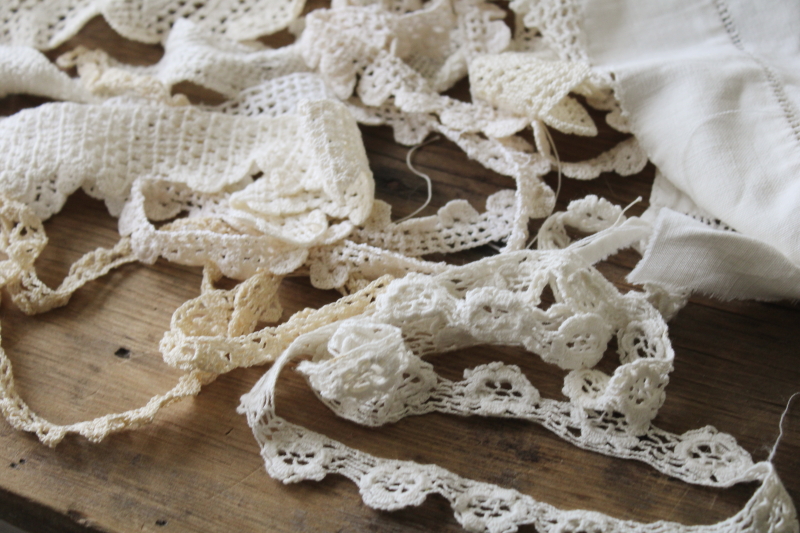 Lot Of Handmade Lace Edgings Vintage Crochet Knitted Lace Shabby Chic