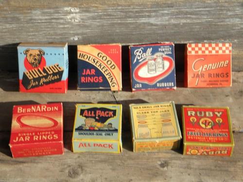 lot of original old fruit jar rubber gaskets in boxes vintage graphics
