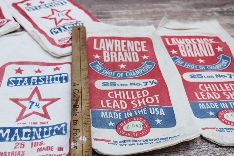 lot of printed cotton shot bags, Starshot USA red white blue rustic vintage decor