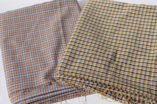 lot of retro 80s vintage shirting, wrinkle free poly blend plaid shirt fabric