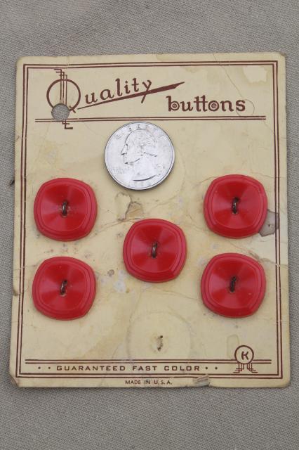 lot of vintage buttons, red, yellow, orange colored bakelite & old plastic buttons