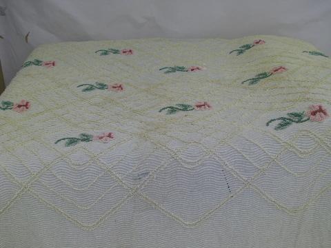 lot of vintage cotton chenille bedspreads, crafts fabric cutting