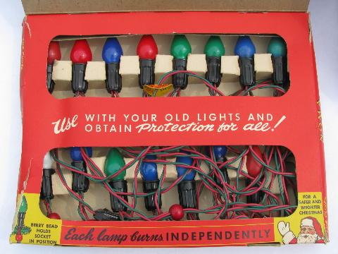 lot of vintage electric Christmas tree lights w/ original old boxes