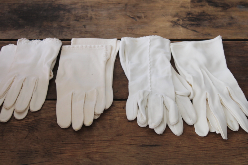 lot of vintage ladies gloves, short white cotton gloves, long elbow length gloves