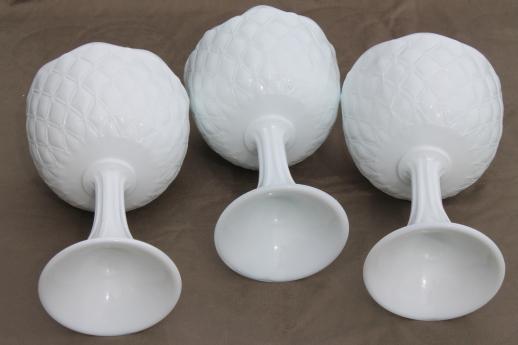 lot of vintage milk glass compotes, pinch glass bowls w/ tall pedestals