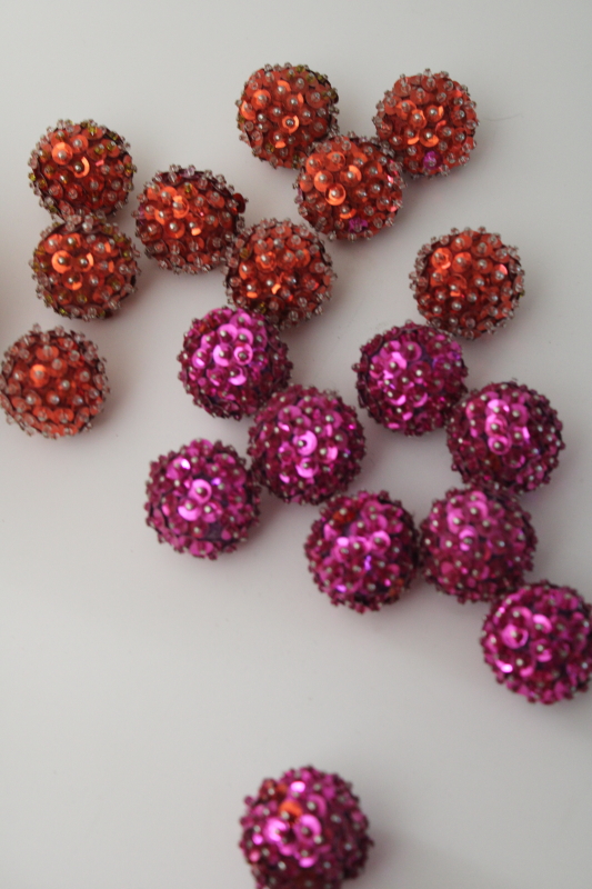 lot of vintage sequined beaded fruit for Christmas wreath or garland, fun kitschy holiday decor