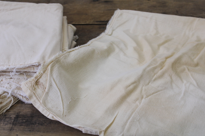 lot of vintage unbleached cotton feedsacks, authentic flour feed bags whole sacks