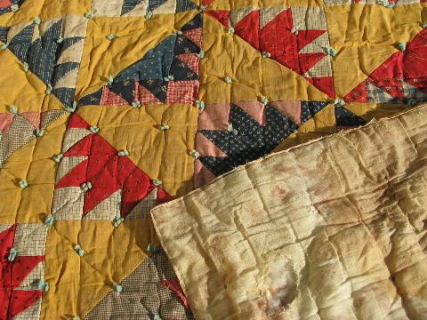 lot old antique vintage patchwork quilts & wool filled comforter