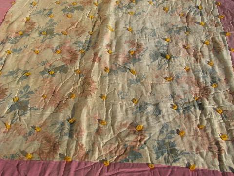 lot old antique vintage wool filled comforters, whole cloth quilts
