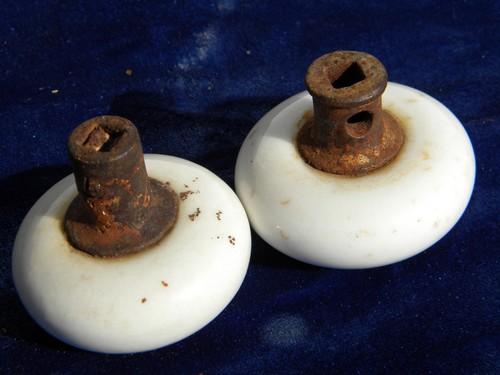 lot old antique white porcelain doorknobs, vintage architectural hardware