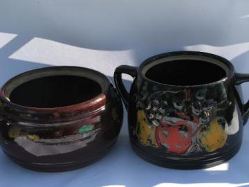 lot old crock cookie jars crocks, vintage Ransburg & Red Wing pottery