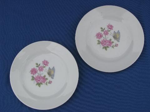 lot old flowered china small plates, vintage butter pats, doll dishes?