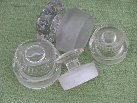 lot old glass apothecary pharmacy bottle stoppers, antique vintage