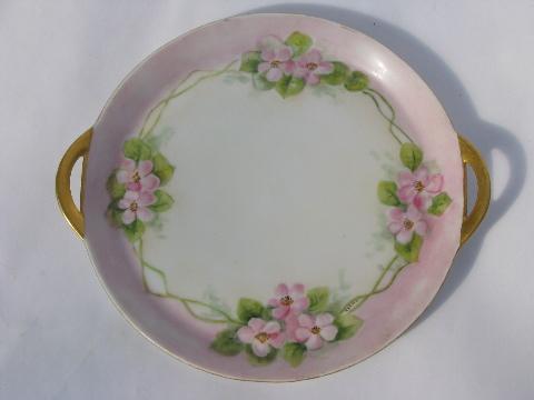 lot old hand-painted china plates w/ flowers, antique vintage Bavaria, Prussia etc.