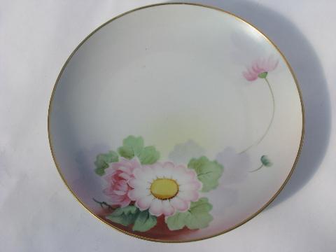 lot old hand-painted china plates w/ flowers, antique vintage Bavaria, Prussia etc.