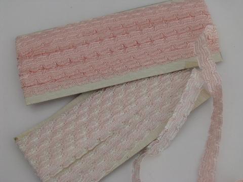 lot rayon ribbon and lace insertion seam tape binding, vintage sewing trim