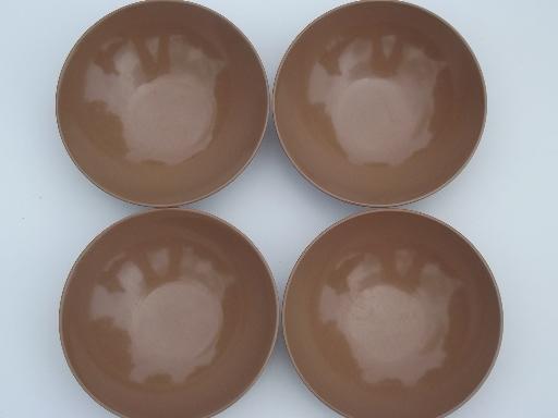 lot retro vintage melmac bowls in chocolate brown, white, pink & blue 