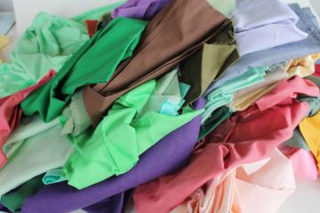 lot scrap fabric remnants cotton  blend solid colors for quilting and sewing