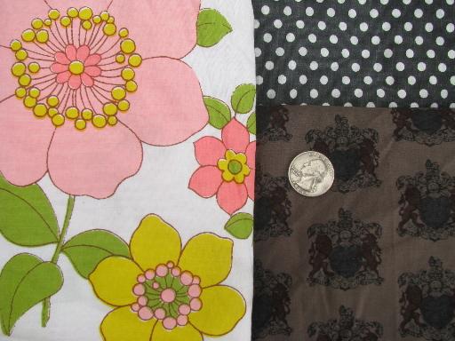 lot vintage 50s-60s-70s print cotton quilting / crafting fabric scraps