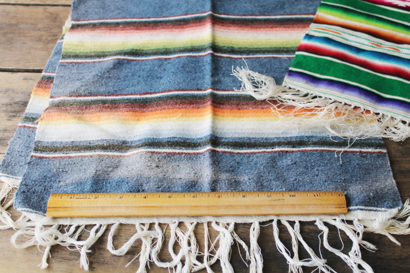 lot vintage Indian blanket table runners, southwest saltillo woven stripes w/ fringe