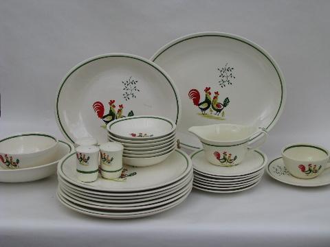 lot vintage Steubenville Horizon rooster pattern pottery dinnerware