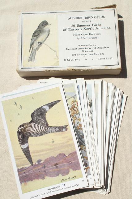lot vintage advertising trade cards w/birds, color print bird field guide books