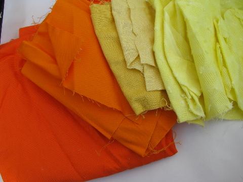 lot vintage colored cotton & cotton blend fabric, linen / textured weave