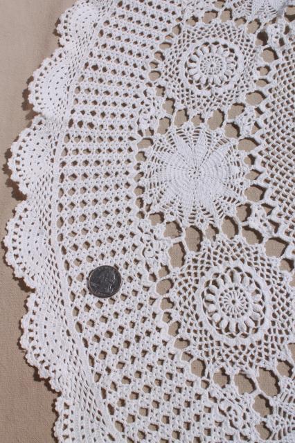 lot vintage cotton lace doilies & small tablecloths, net needle lace & crochet