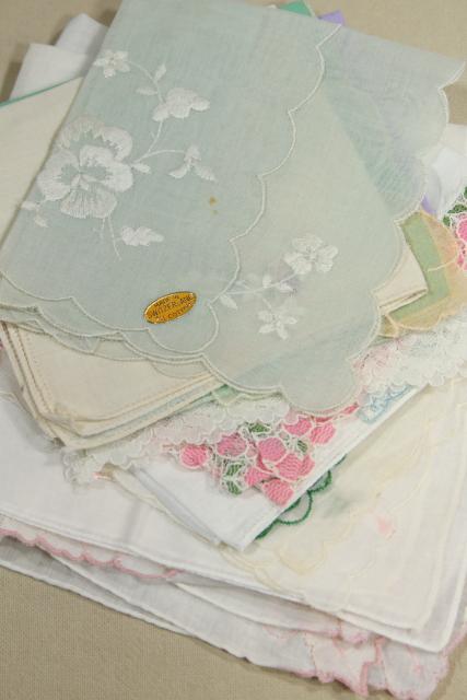 lot vintage hankies for crafting or baby shower decorations M is for Mother, Mother's Day