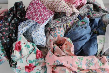 lot vintage scrap fabric remnants cotton prints for quilting and sewing