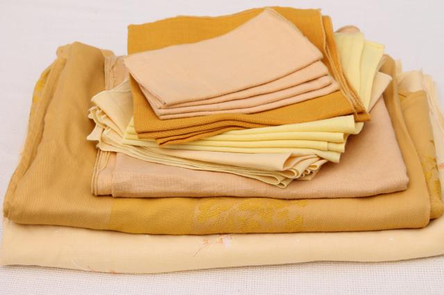 lot vintage table linen, harvest gold & butter yellow tablecloths & napkins to mix and match