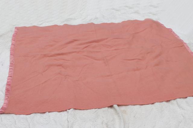 lot vintage wool bed blankets in shades of pink, warm all wool blankets for winter