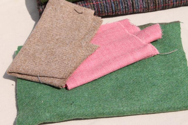 lot vintage wool fabric scraps & rug strips for rugmaking, braided & hooked rugs